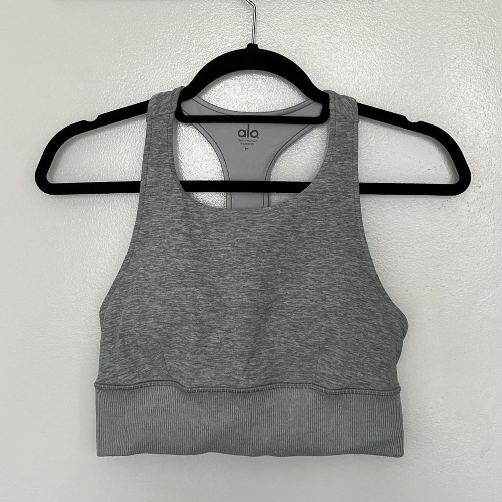 ALO Yoga Alosoft Serenity Bra - Zinc Heather Grey (Women's Medium)